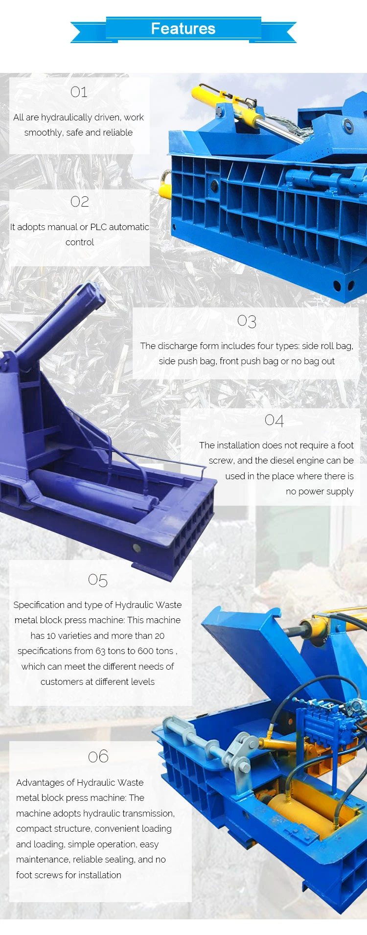 Hydraulic Scrap Metal Baling Wool Baler Press Machine