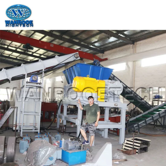 Waste Film/Pipe/Bottle/Bag/Wood Pallet/Cardboard/Tdf/Tire/Metal/Paper/Cardboard Plastic Double Shaft Shredder Machine